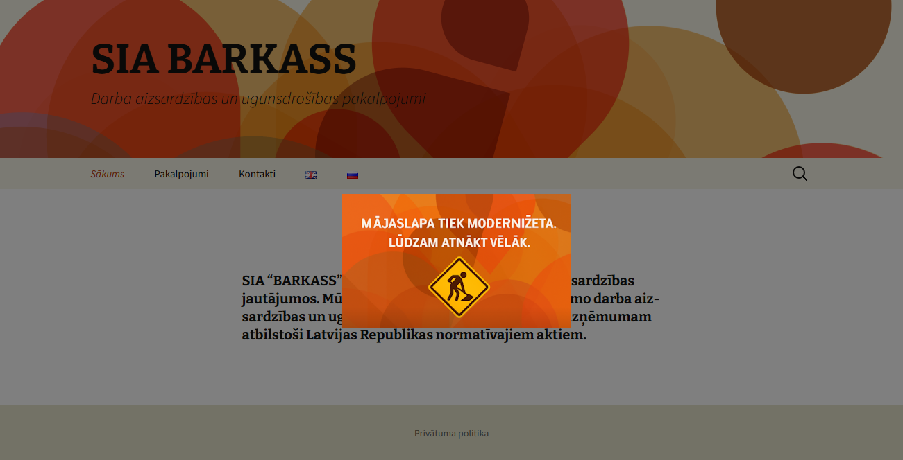 Mājaslapa tiek modernizēta. Lūdzam atnākt vēlāk.